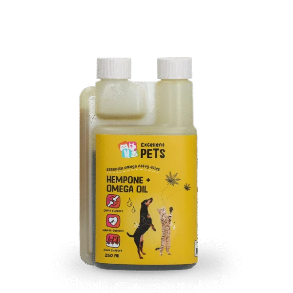 Ölmischung für Hunde und Katzen mit Hanfsamenöl, 250 ml – Excellent Pets HempOne + Omega Oil