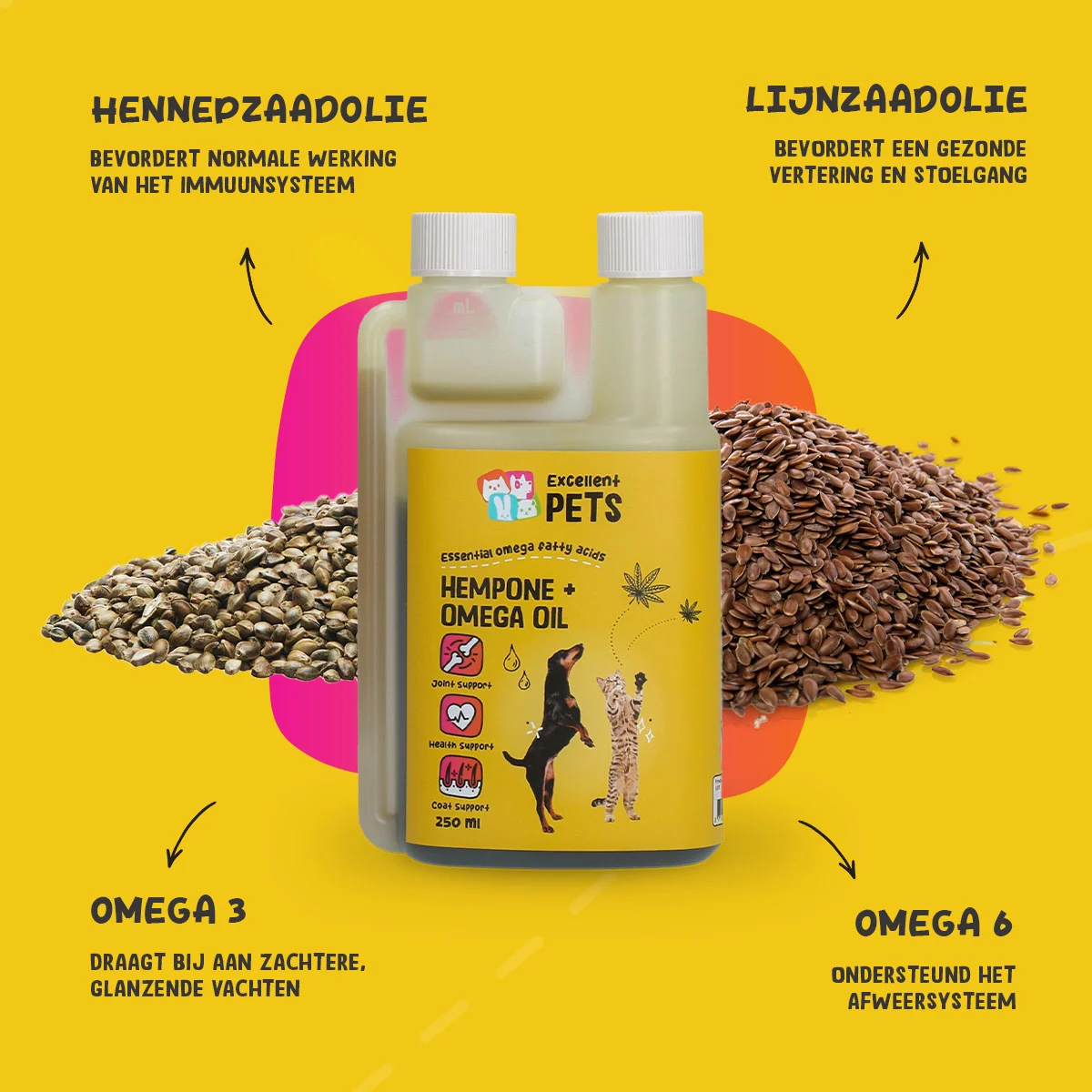 Ölmischung für Hunde und Katzen mit Hanfsamenöl, 250 ml – Excellent Pets HempOne + Omega Oil – Bild 5