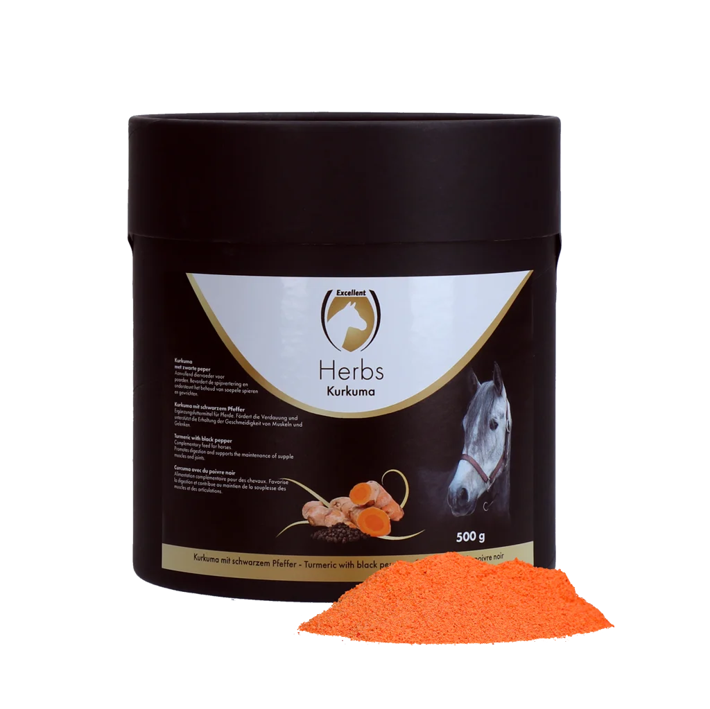 HERB019.png Kurkuma für Pferde mit schwarzem Pfeffer, 500 g – Excellent Horse Herbs Kurkuma – Bild 1