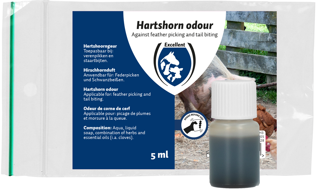 Afweermiddel voor Kippen en Varkens – Excellent Hertshoorngeur Abwehrmittel für Hühner und Schweine – Excellent Geruch nach Hirschhorn
