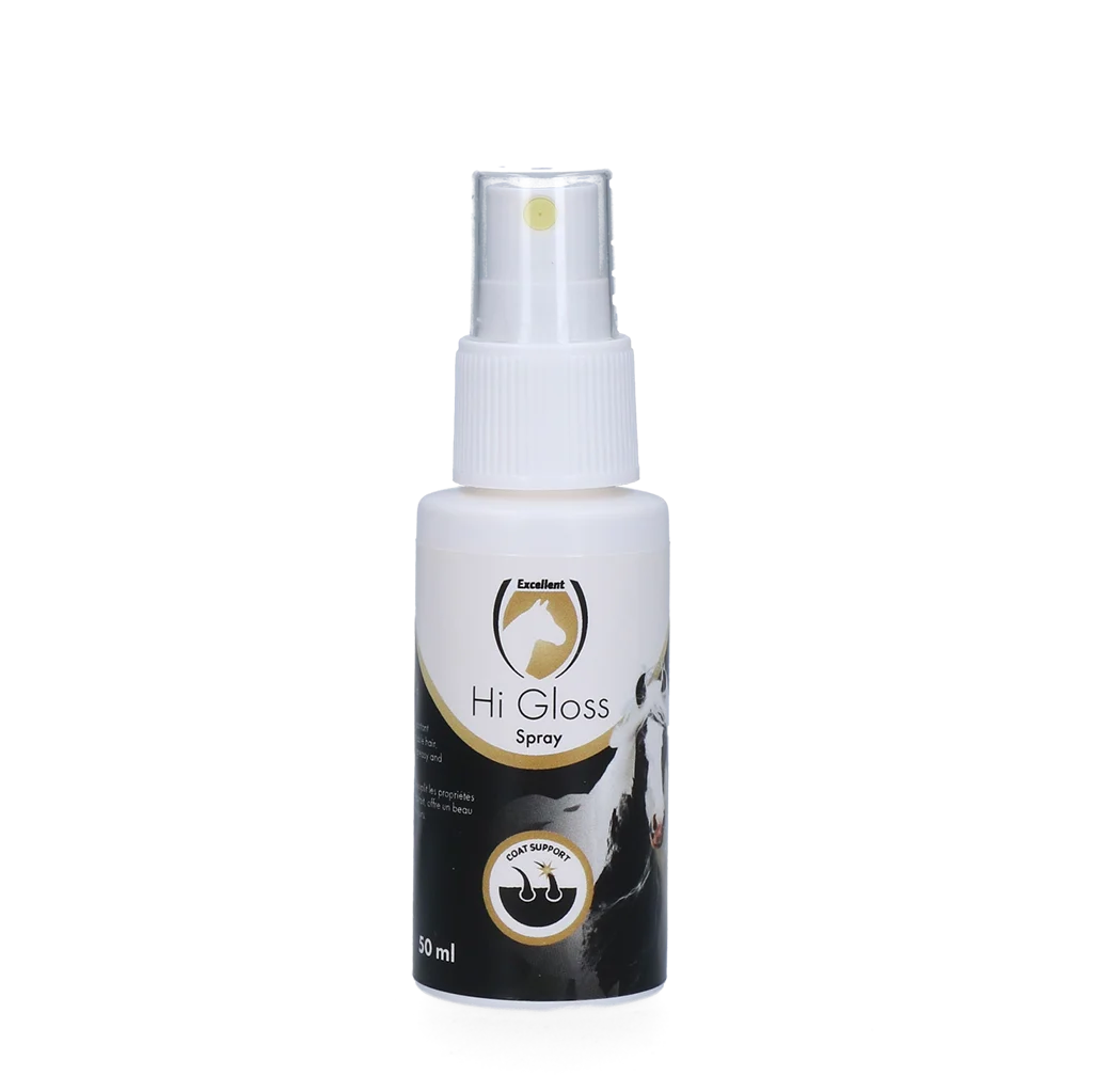 HIGL00060.png Glanzspray für Mähne und Schweif, entwirrend, 50 ml – Excellent Horse Hi Gloss Spray – Bild 1