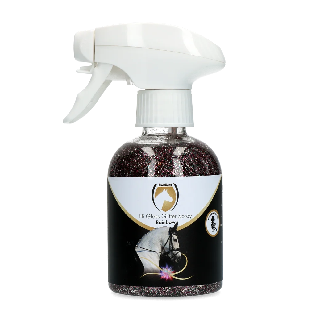 HIGL5051.png Glitzerspray für Fell, Mähne und Schweif, 250 ml – Excellent Horse Hi Gloss Glitter Spray Rainbow – Bild 1