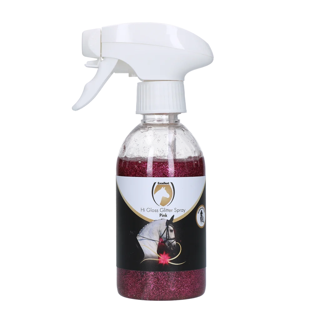HIGL5053.png Glitzerspray für Fell, Mähne und Schweif, 250 ml – Excellent Horse Hi Gloss Glitter Spray Pink – Bild 1