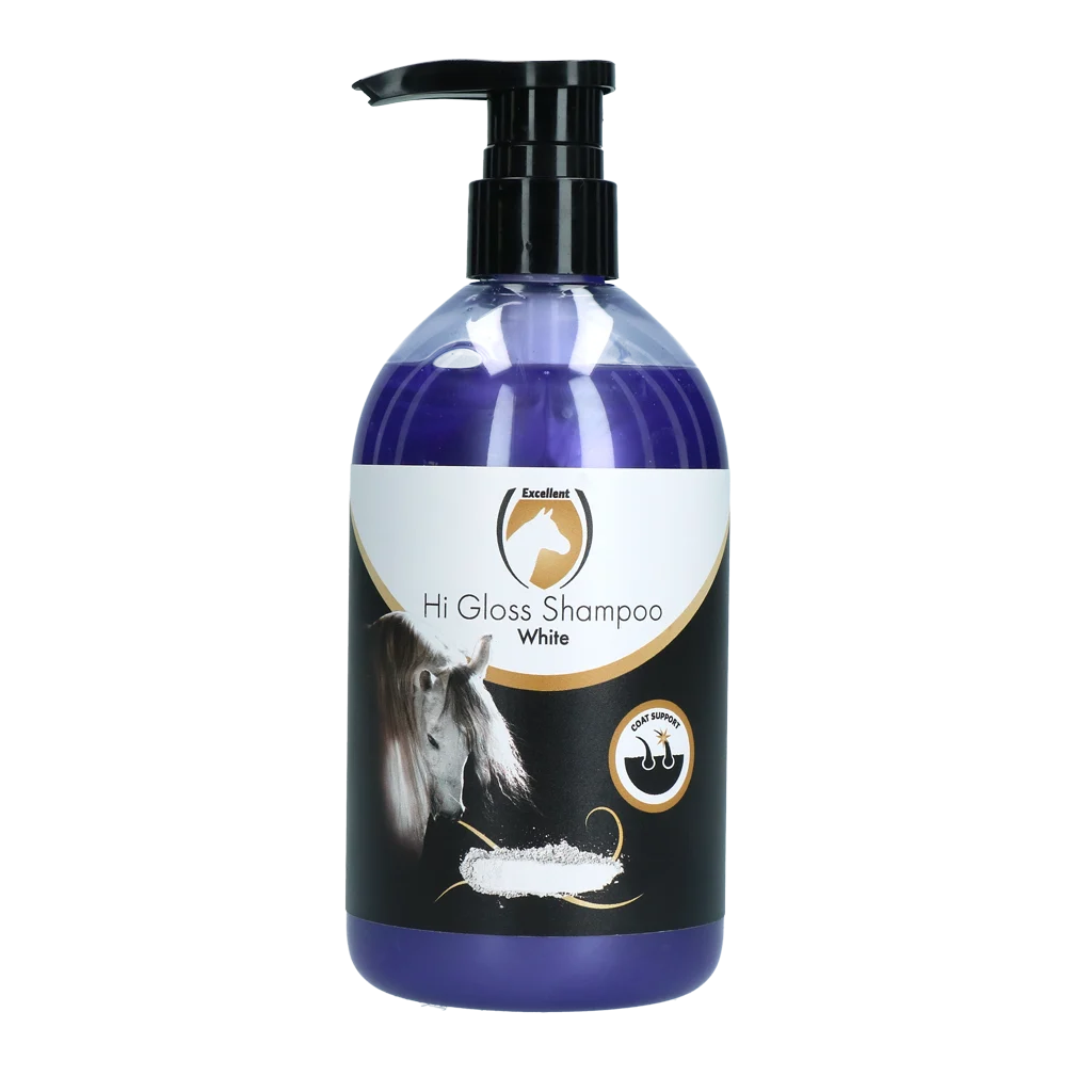 Pferdeshampoo für Fellfarbe und Glanz, 500 ml – Excellent Horse Hi Gloss Shampoo White – Bild 1
