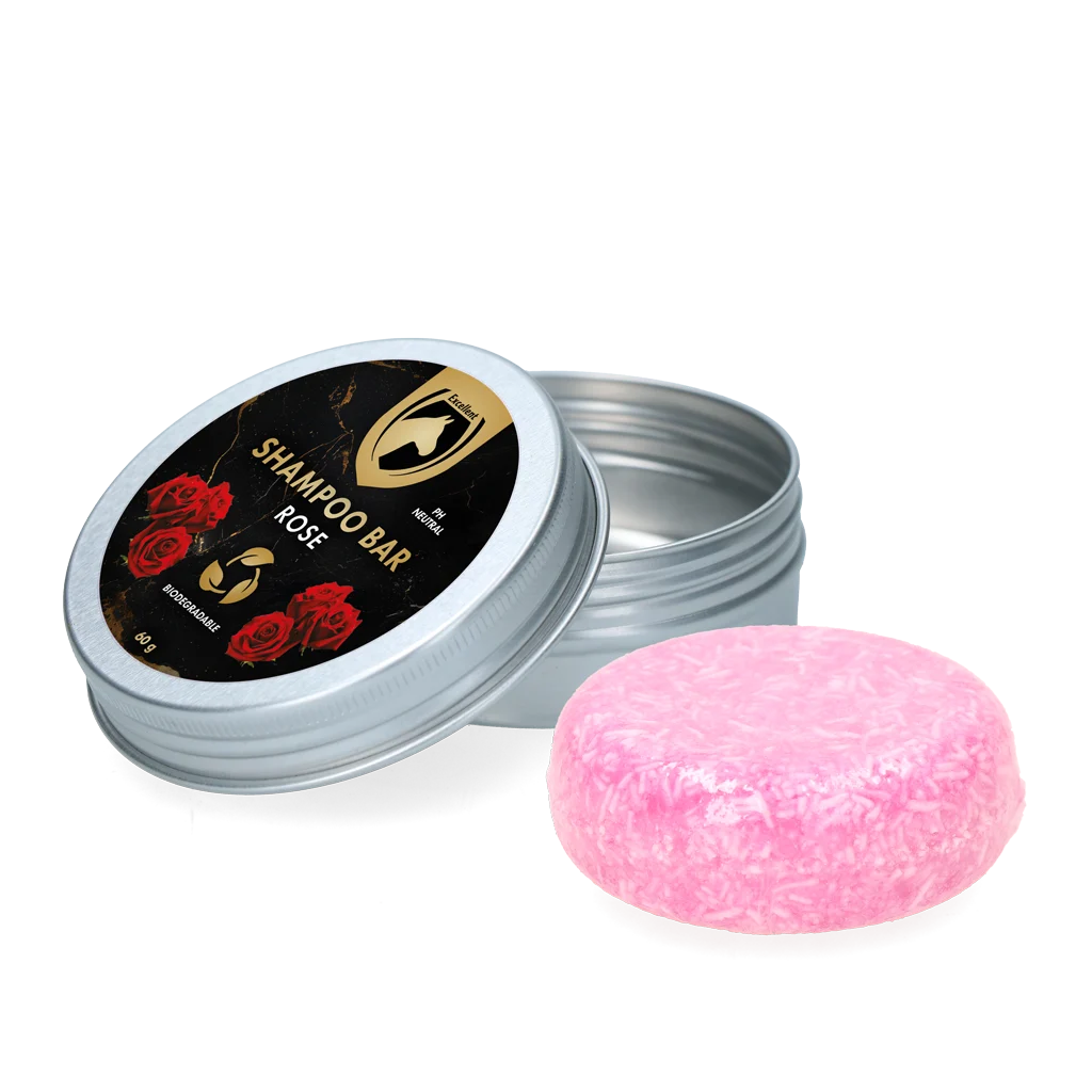 HIGL6056.png Festes Pferdeshampoo mit Conditioner, Rosen, 60 g – Excellent Horse Hi Gloss Shampoo Bar – Bild 1