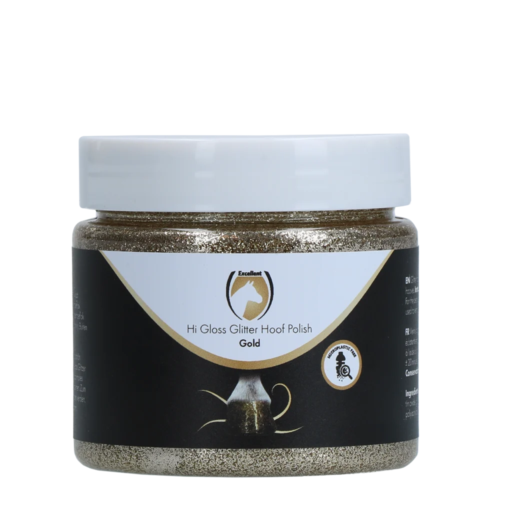 Glitzerhuflack Gold, 150 ml – Excellent Horse Hi Gloss Glitter Hoof Polish – Bild 1