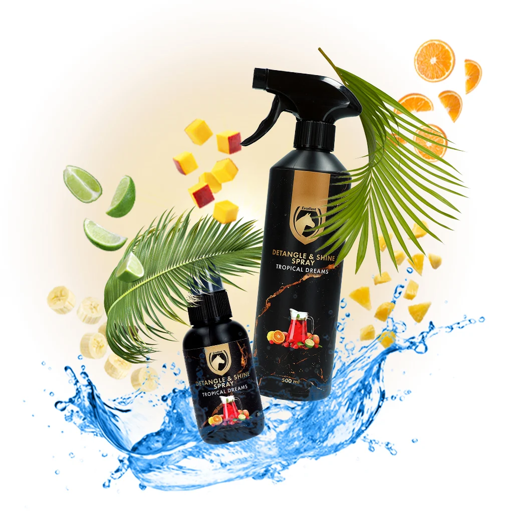 Antiknotenspray für Mähne und Schweif, 500 ml – Excellent Horse Detangle & Shine Spray Tropical Dreams – Bild 2
