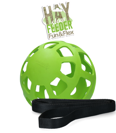 Heuball für Pferde aus Naturkautschuk, Grün, Durchmesser ca. 22 cm – Hay Slow Feeder Fun & Flex