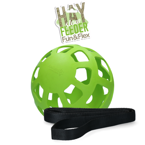 Heuball für Pferde aus Naturkautschuk, Grün, Durchmesser ca. 22 cm – Hay Slow Feeder Fun & Flex