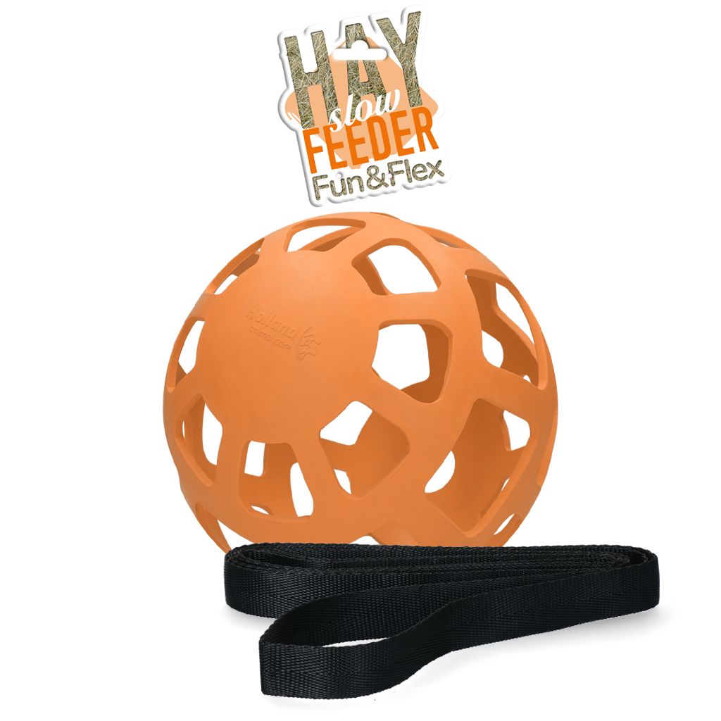 Hooibal voor Paarden van Natuurrubber, Oranje, Diameter ca. 22 cm – Hay Slow Feeder Fun & Flex Heuball für Pferde aus Naturkautschuk, Orange, Durchmesser ca. 22 cm – Hay Slow Feeder Fun & Flex