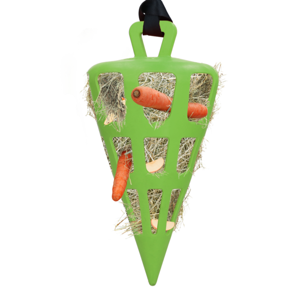 Slowfeeder für Pferde aus Naturkautschuk, Grün – Hay Slow Feeder Fun & Flex Carrot