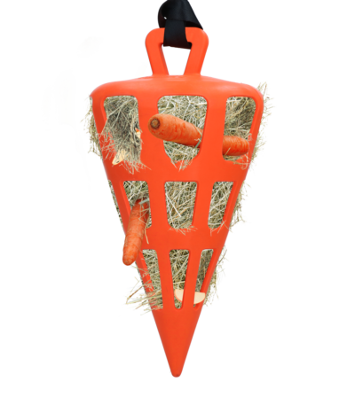 Slowfeeder für Pferde aus Naturkautschuk, Orange – Hay Slow Feeder Fun & Flex Carrot