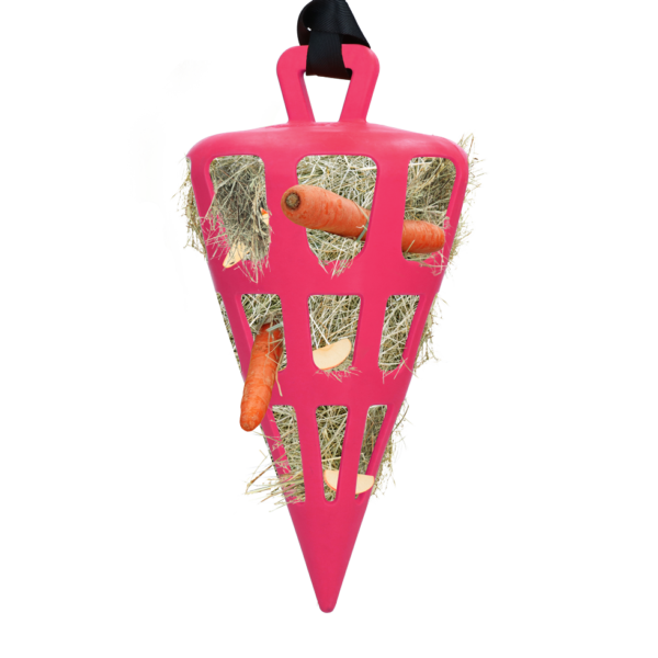 Slowfeeder für Pferde aus Naturkautschuk, Rosa – Hay Slow Feeder Fun & Flex Carrot