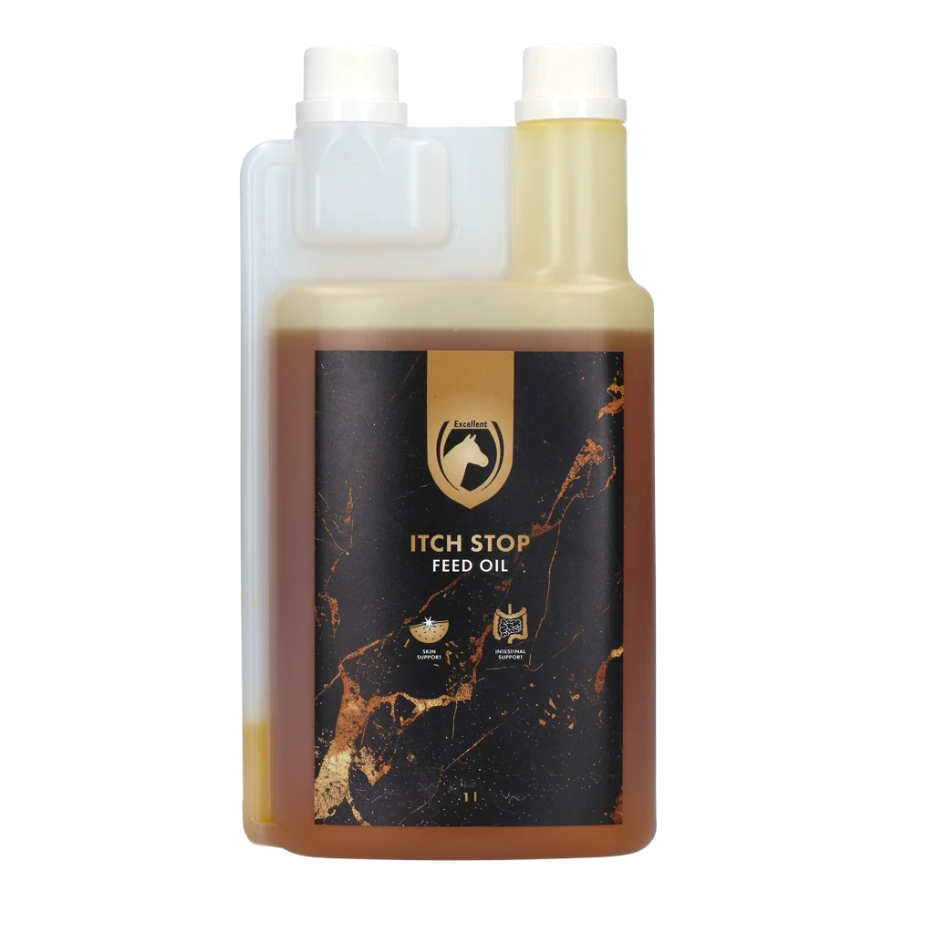 ITCH0020.png Futteröl für Pferde mit Omega 3 und Omega 6, 1 l – Excellent Horse Itch Stop Feed Oil – Bild 1
