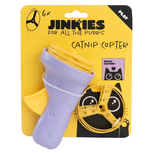 Interaktives Katzenspielzeug mit abschießbaren Propellern und Katzenminze – Jinkies Catnip Copter