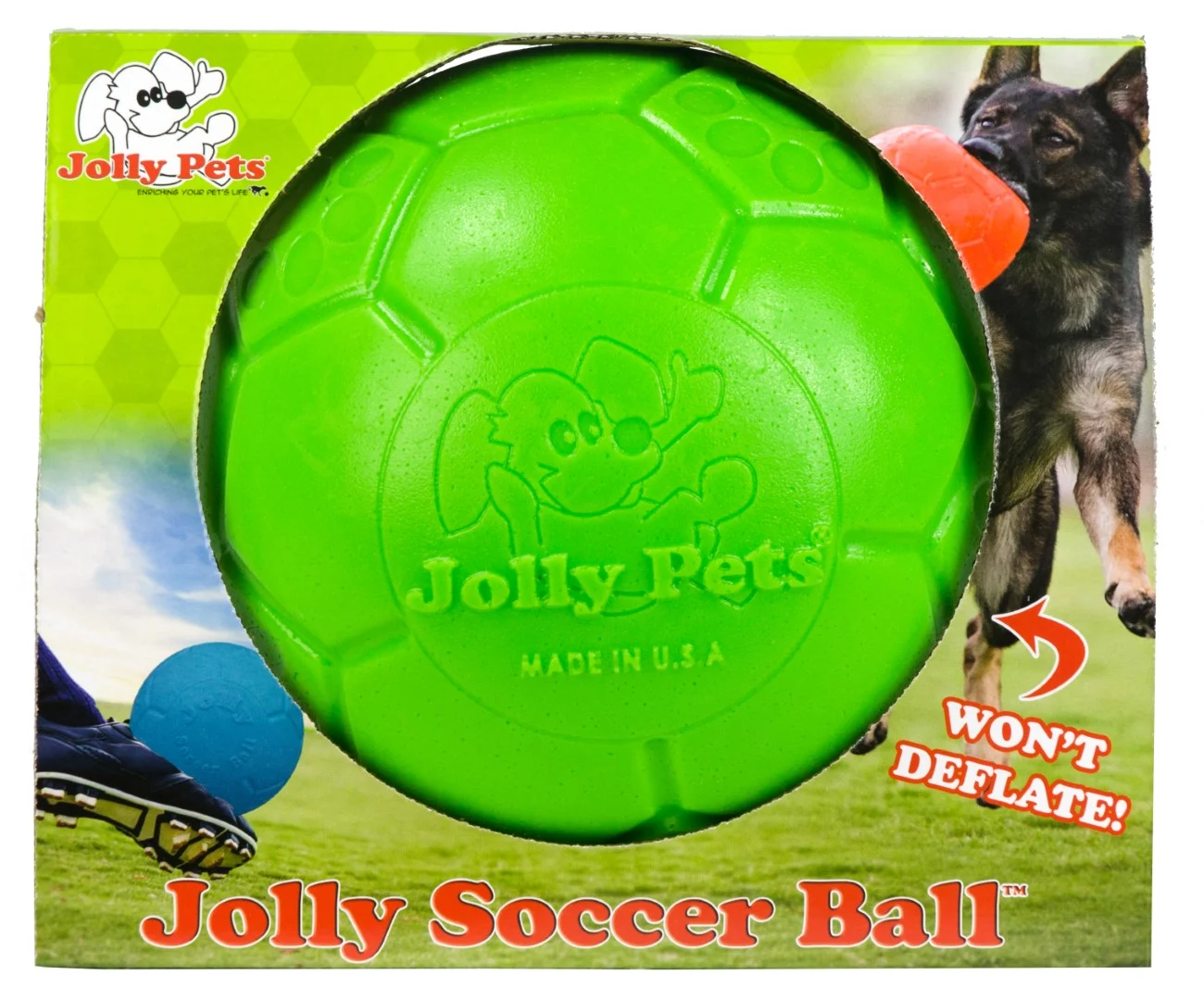 Hundeball zum Apportieren, Grün, 15 cm – Jolly Pets Jolly Soccer Ball – Bild 2