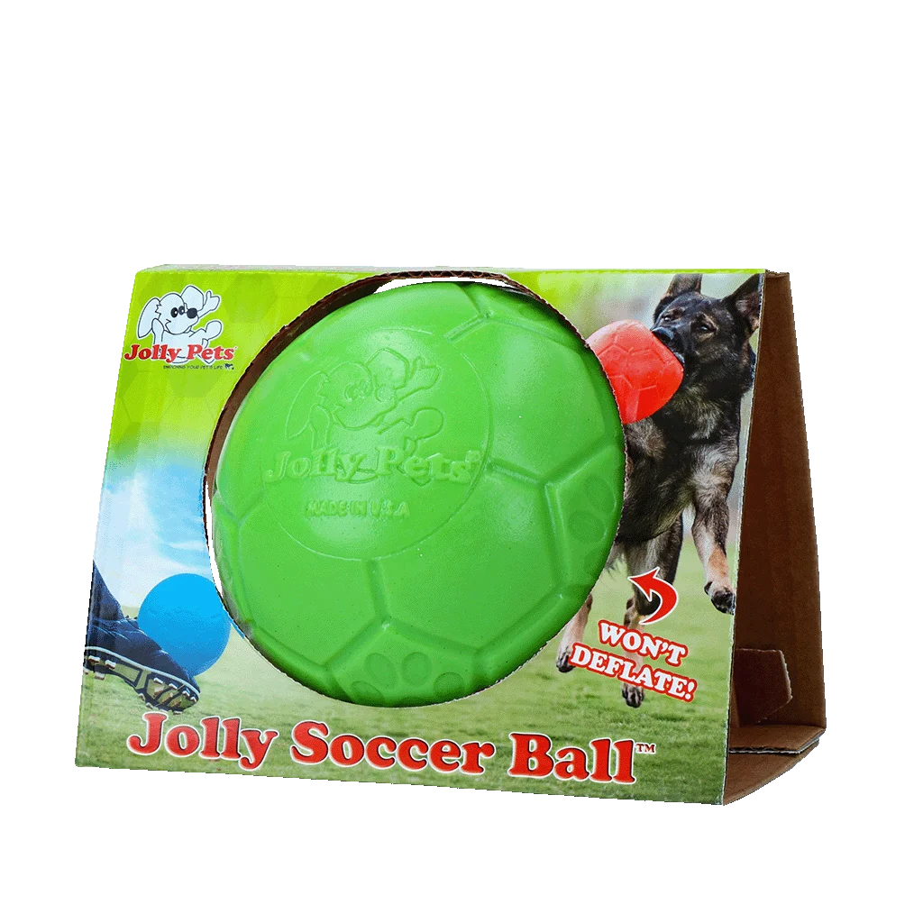 JOLL036D.png Hundeball zum Apportieren, Grün, 15 cm – Jolly Pets Jolly Soccer Ball – Bild 1