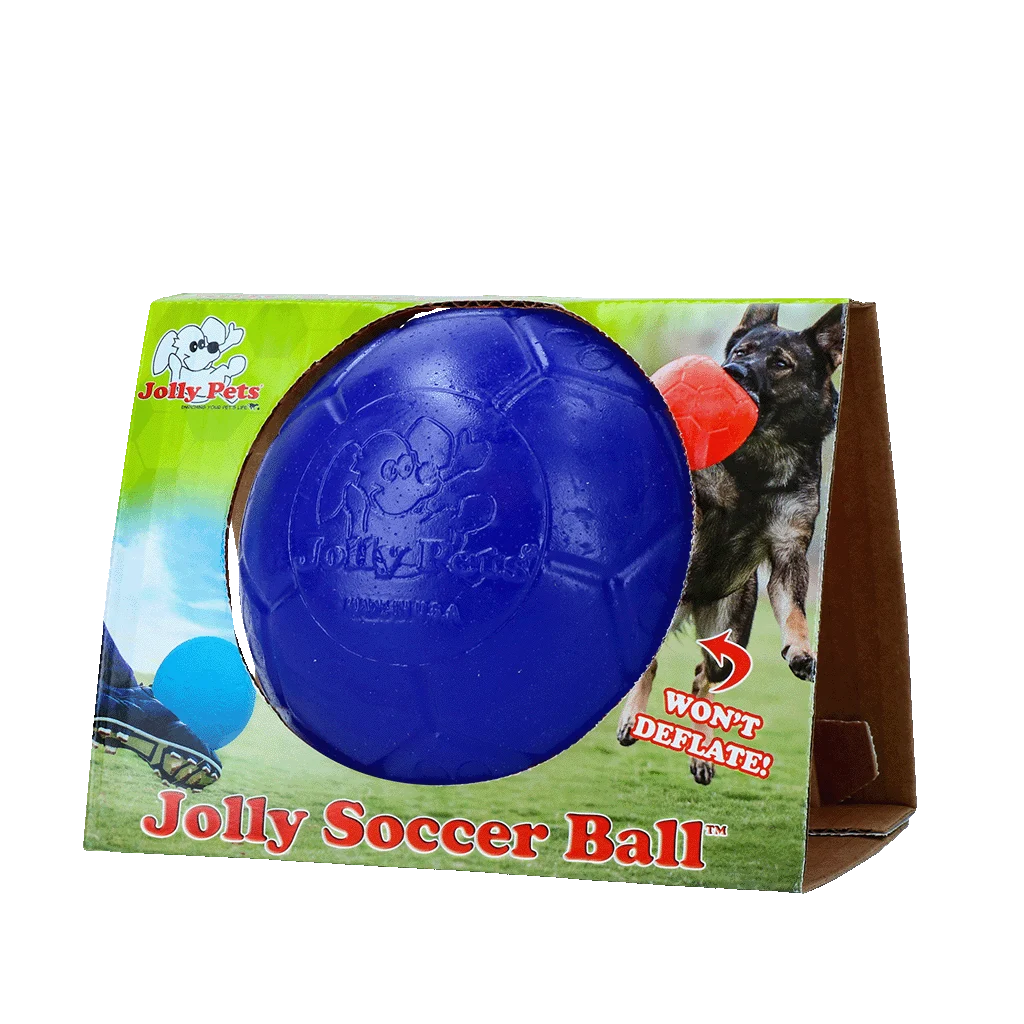JOLL036E.png Schwimmender Hundeball Blau, 15 cm – Jolly Pets Soccer Ball – Bild 1