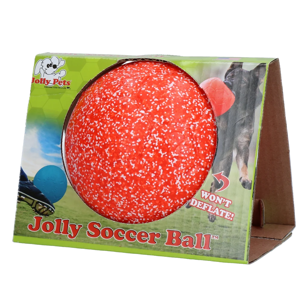 JOLL036G.png Hundeball zum Apportieren, orange und weiß, 15 cm – Jolly Pets Jolly Soccer Ball – Bild 1