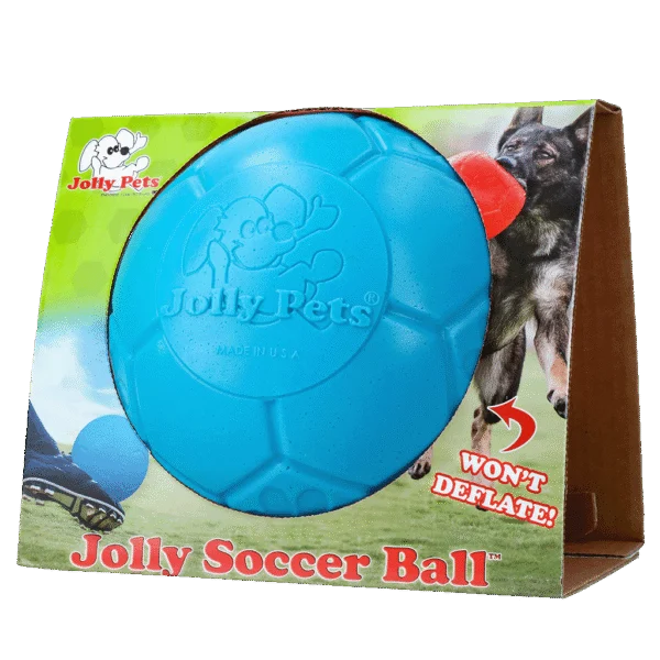 Hundeball zum Apportieren, hellblau, 20 cm – Jolly Pets Jolly Soccer Ball