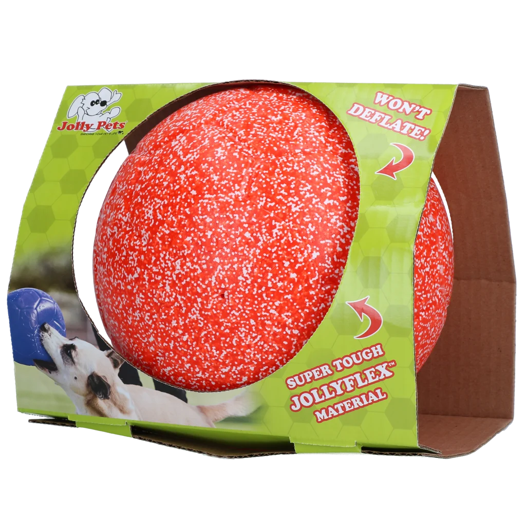 JOLL037G.png Hundeball zum Apportieren, orange und weiß, 20 cm – Jolly Pets Jolly Soccer Ball – Bild 1