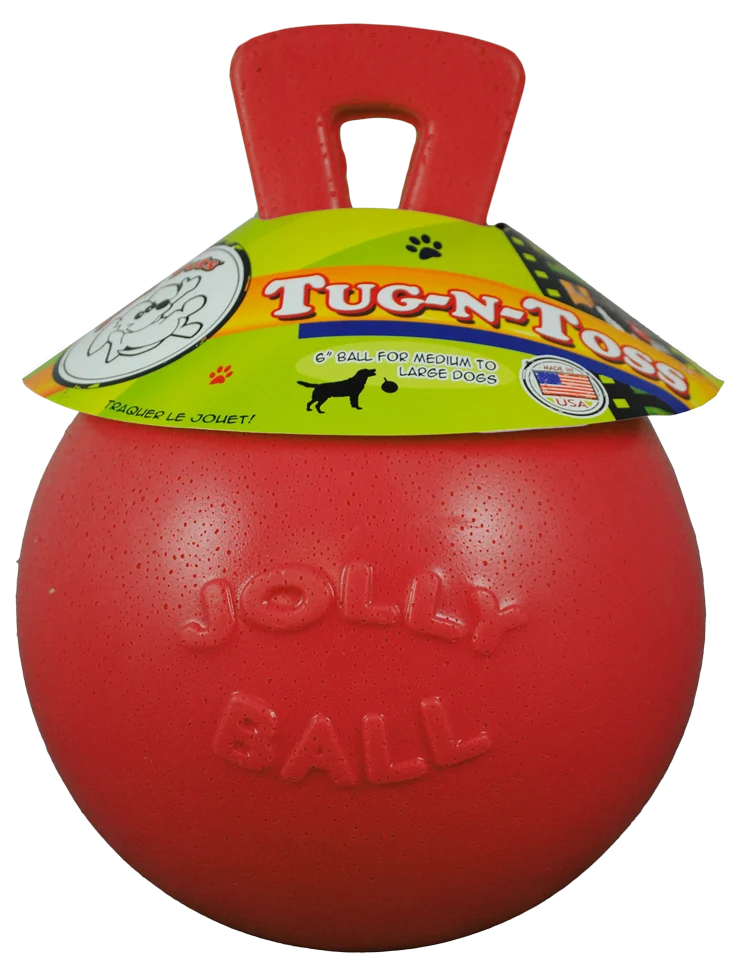 Schwimmender Hundeball Rot M (15 cm) – Jolly Pets Tug-n-Toss – Bild 1