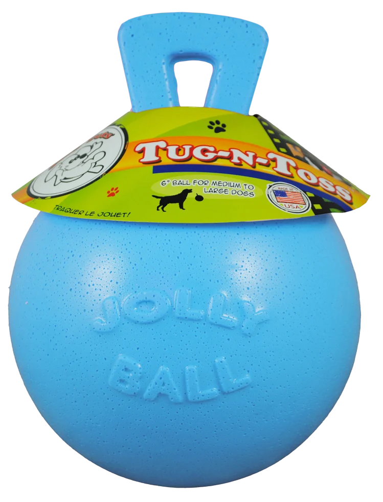 JOLL045B.png Schwimmender Hundeball Blaubeere M (15 cm) – Jolly Pets Tug-n-Toss – Bild 1