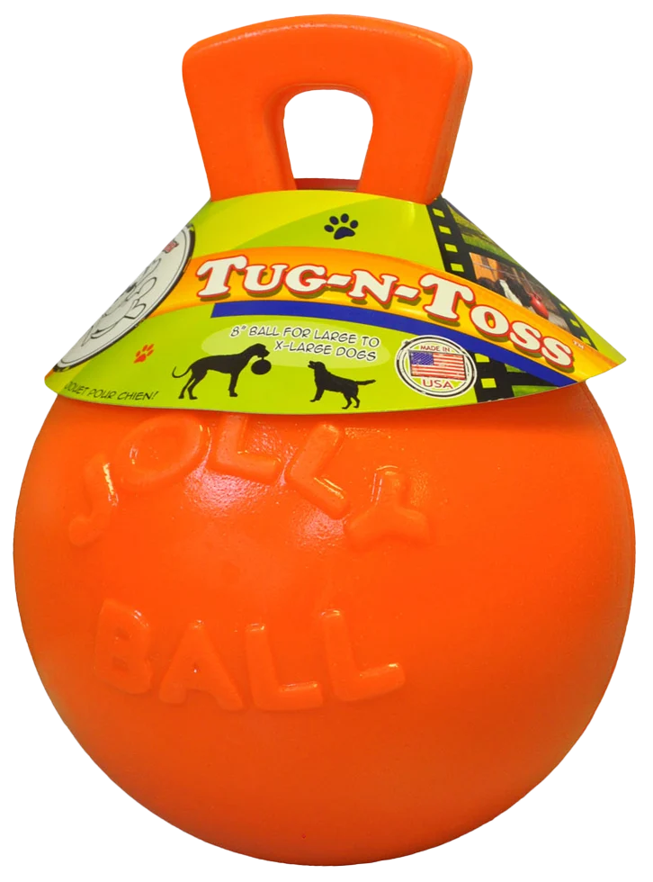 JOLL045C.png Schwimmfähiger Hundeball Orange M (15 cm) – Jolly Pets Tug-n-Toss – Bild 1