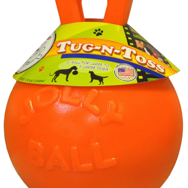 Schwimmfähiger Hundeball Orange L (20 cm) – Jolly Pets Tug-n-Toss