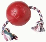 Schwimmender Hundeball mit Seil, Rot S (10 cm) – Jolly Pets Romp-n-Roll – Bild 4