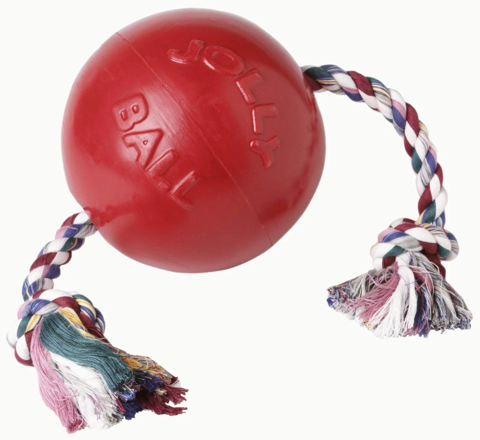 Schwimmender Hundeball mit Seil, Rot S (10 cm) – Jolly Pets Romp-n-Roll – Bild 4