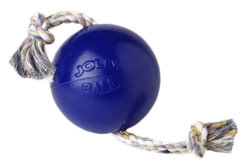 Hundeball mit Seil, schwimmfähig, blau, S (10 cm) – Jolly Pets Romp-n-Roll – Bild 2