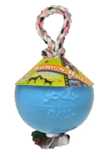 Hundeball mit Seil, schwimmfähig, Blaubeere M (15 cm) – Jolly Pets Romp-n-Roll