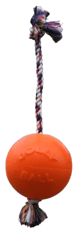 Hundeball mit Seil, schwimmfähig, Vanille L (20 cm) – Jolly Pets Romp-n-Roll