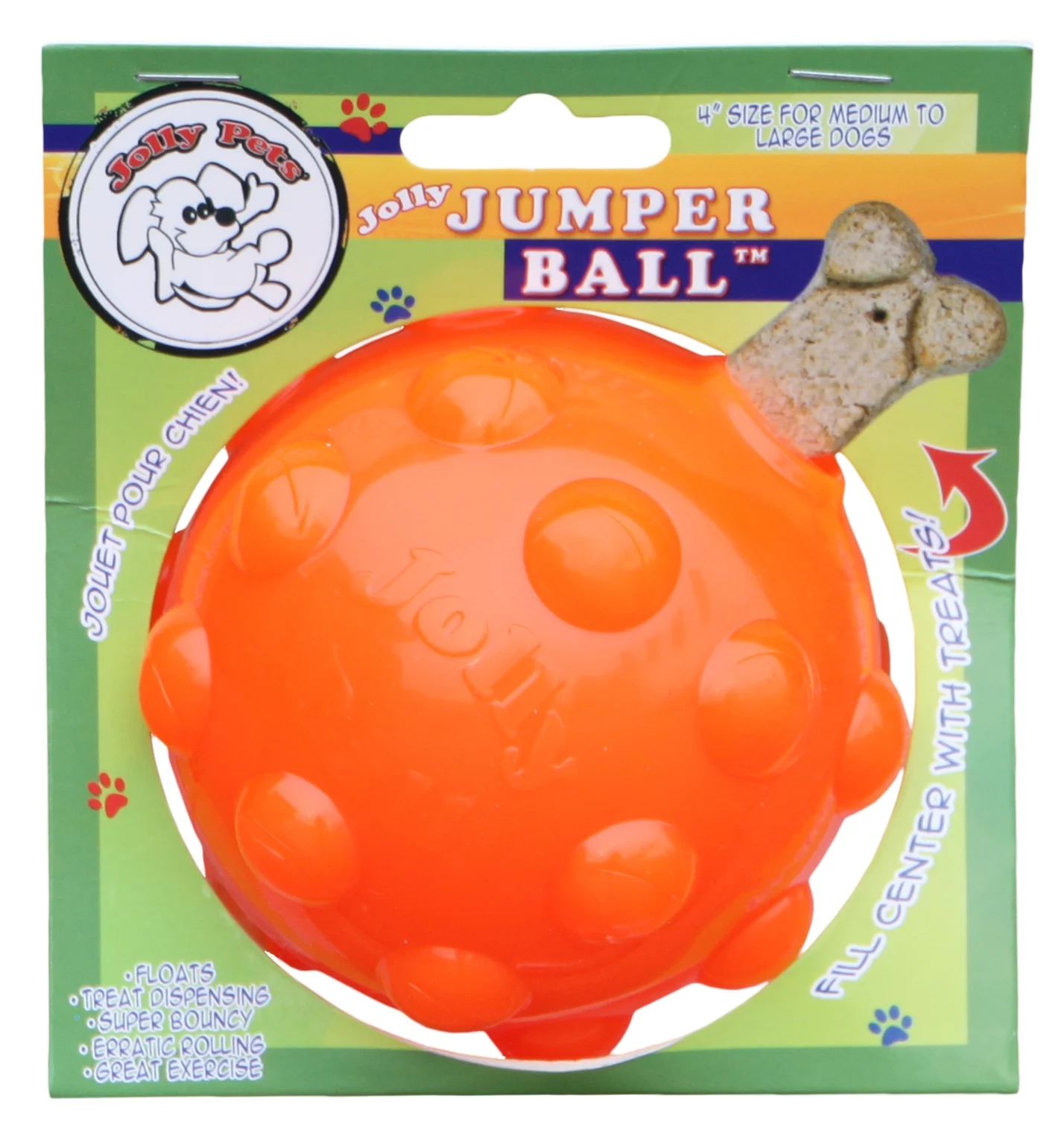 Leckerliball für Hunde aus TPR Gummi, 10 cm – Jolly Pets Jolly Jumper Orange M – Bild 1