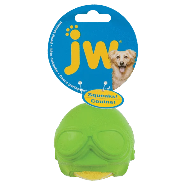 Tennisball für Hunde mit Quietscher und Gummihelm – JW Helmet Heads Aviator