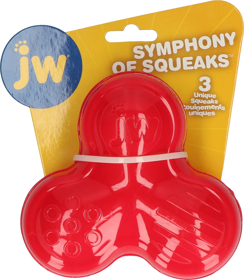 JW032997.png Gummispielzeug für Hunde mit 3 Geräuschen, Rot – JW Symphony of Squeaks – Bild 1