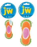 Hundespielzeug aus Plüsch, Gummi und Tennisballgewebe, 14 cm – JW Mixups Ribbed Barbell M – Bild 2