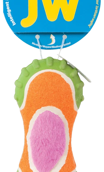 Hundespielzeug aus Plüsch, Gummi und Tennisballgewebe, 14 cm – JW Mixups Ribbed Barbell M