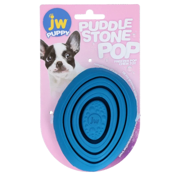 Beißspielzeug für Welpen aus Gummi mit Rillen für gefrorenes Wasser – JW Puddle Stone Pop