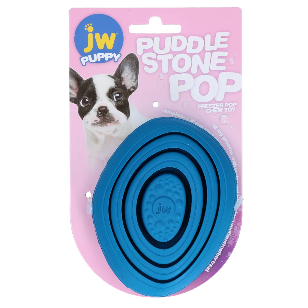 JW60634.png Beißspielzeug für Welpen aus Gummi mit Rillen für gefrorenes Wasser – JW Puddle Stone Pop – Bild 1