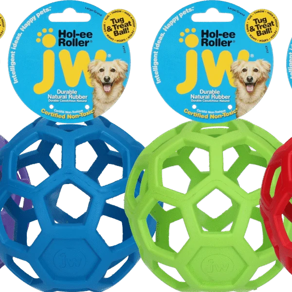 Hundeball aus Naturkautschuk für Leckerlis, 19 cm, sortiert – JW Hol-ee Roller