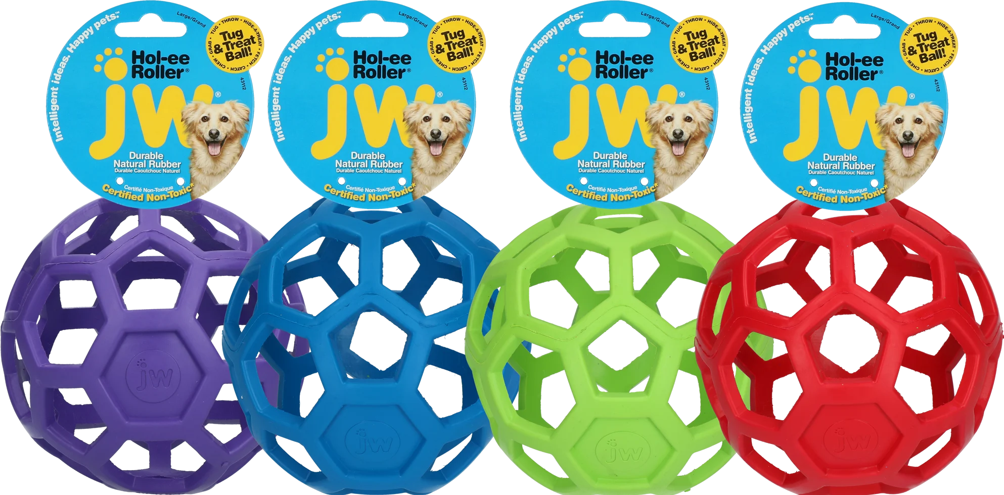 Hundeball aus Naturkautschuk für Leckerlis, 19 cm, sortiert – JW Hol-ee Roller – Bild 1