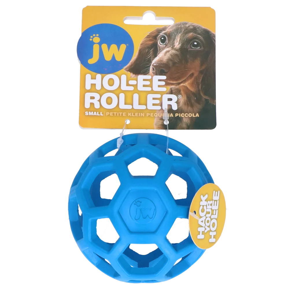 JWHO004B.png Hundeball aus Naturkautschuk für Leckerlis, 9 cm, Blau – JW Hol-ee Roller Small – Bild 1