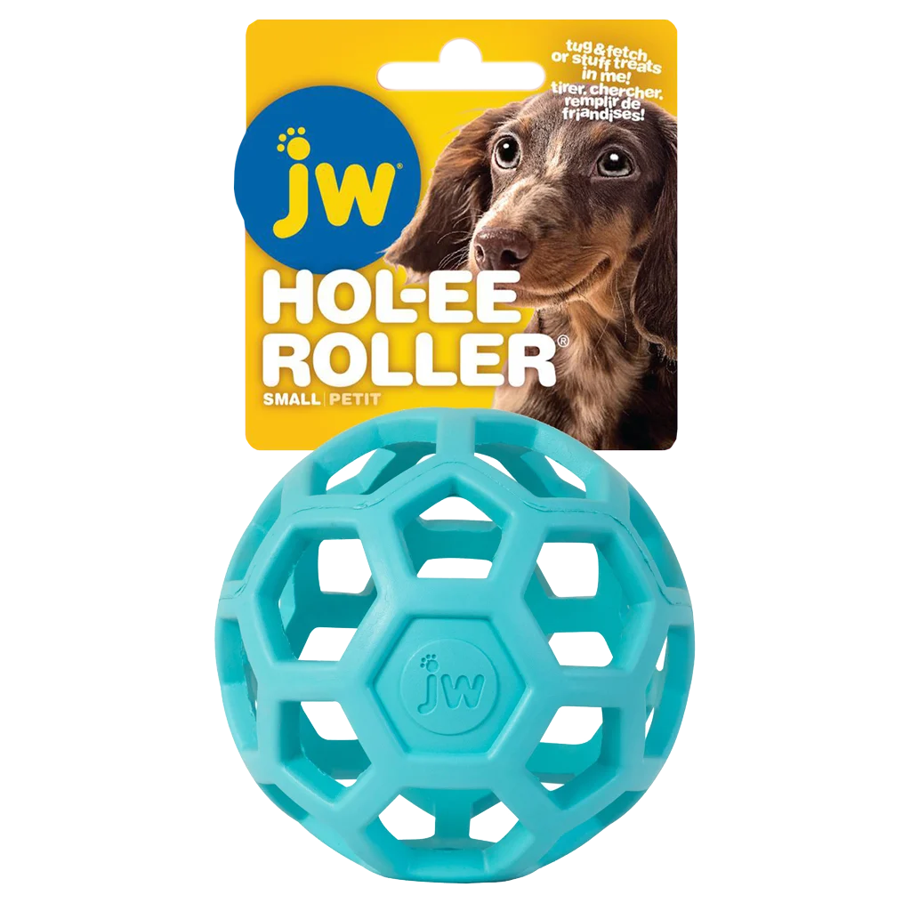Hundeball aus Naturkautschuk für Leckerlis, 9 cm, Hellblau – JW Hol-ee Roller Small – Bild 1