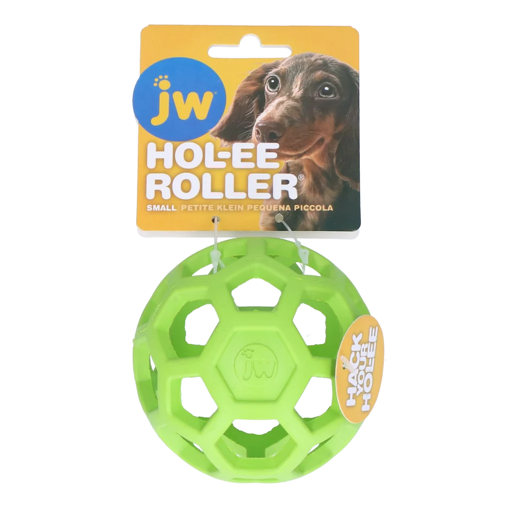 JWHO004G.png Hundeball aus Naturkautschuk für Leckerlis, 9 cm, Grün – JW Hol-ee Roller Small – Bild 1