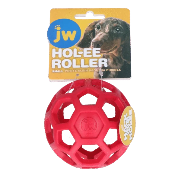Hundeball aus Naturkautschuk für Leckerlis, 9 cm, Rot – JW Hol-ee Roller Small