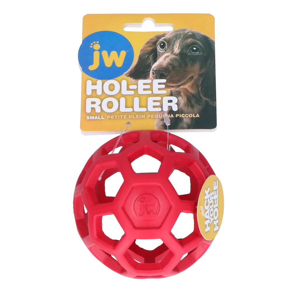Hundeball aus Naturkautschuk für Leckerlis, 9 cm, Rot – JW Hol-ee Roller Small – Bild 1