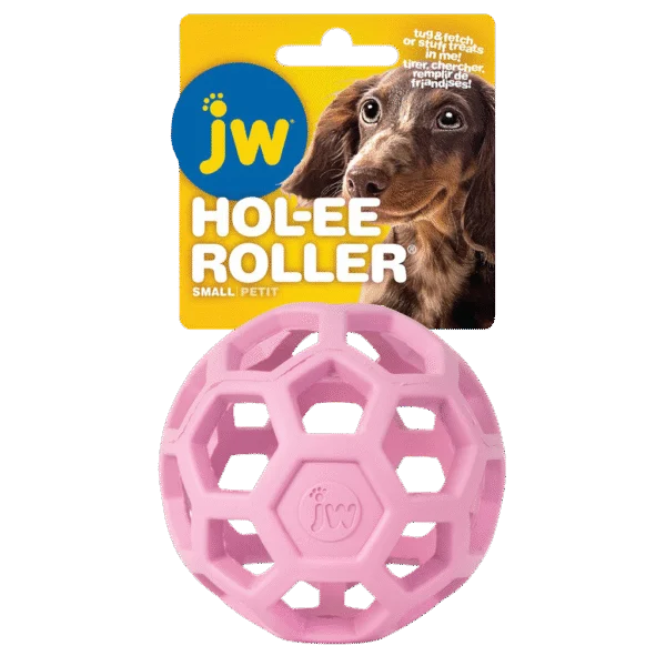 Hundeball aus Naturkautschuk für Snacks, 9 cm, Rosa – JW Hol-ee Roller Small
