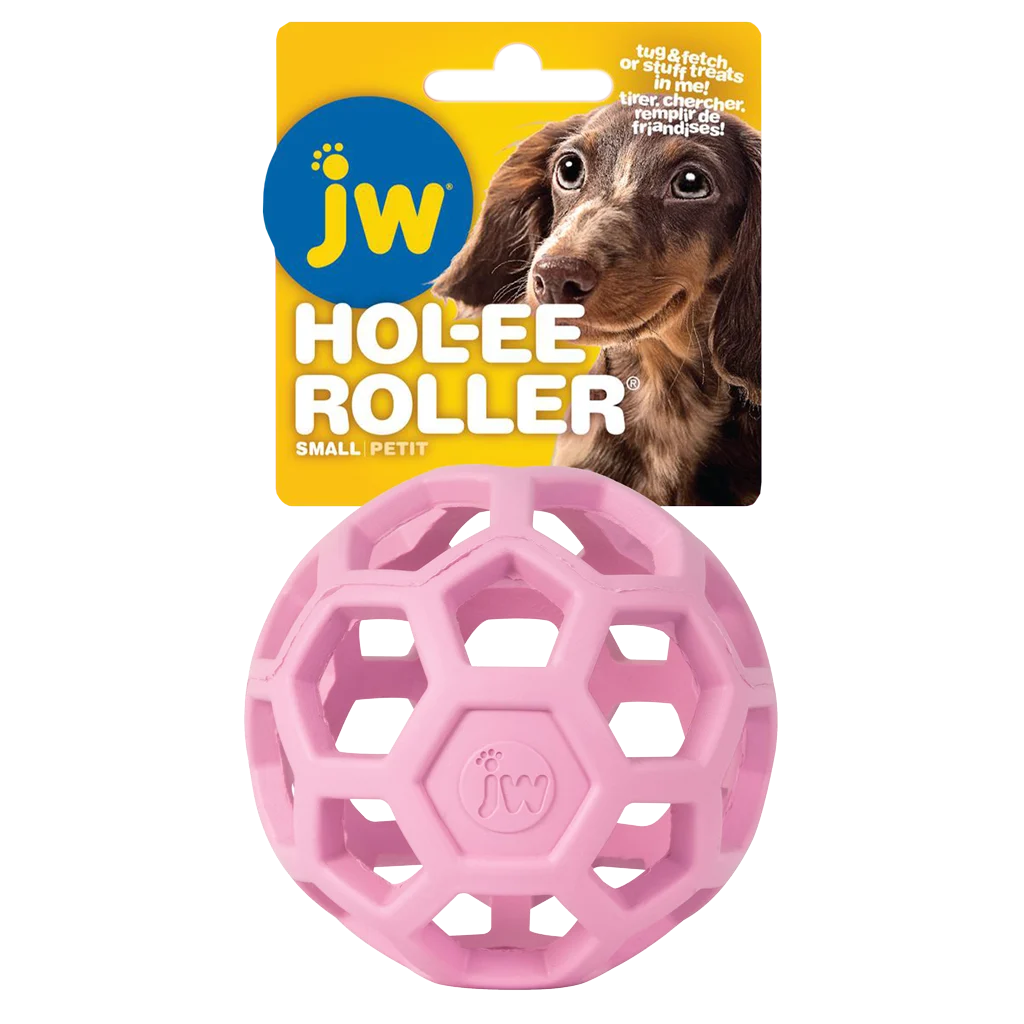 JWHO004S.png Hundeball aus Naturkautschuk für Snacks, 9 cm, Rosa – JW Hol-ee Roller Small – Bild 1